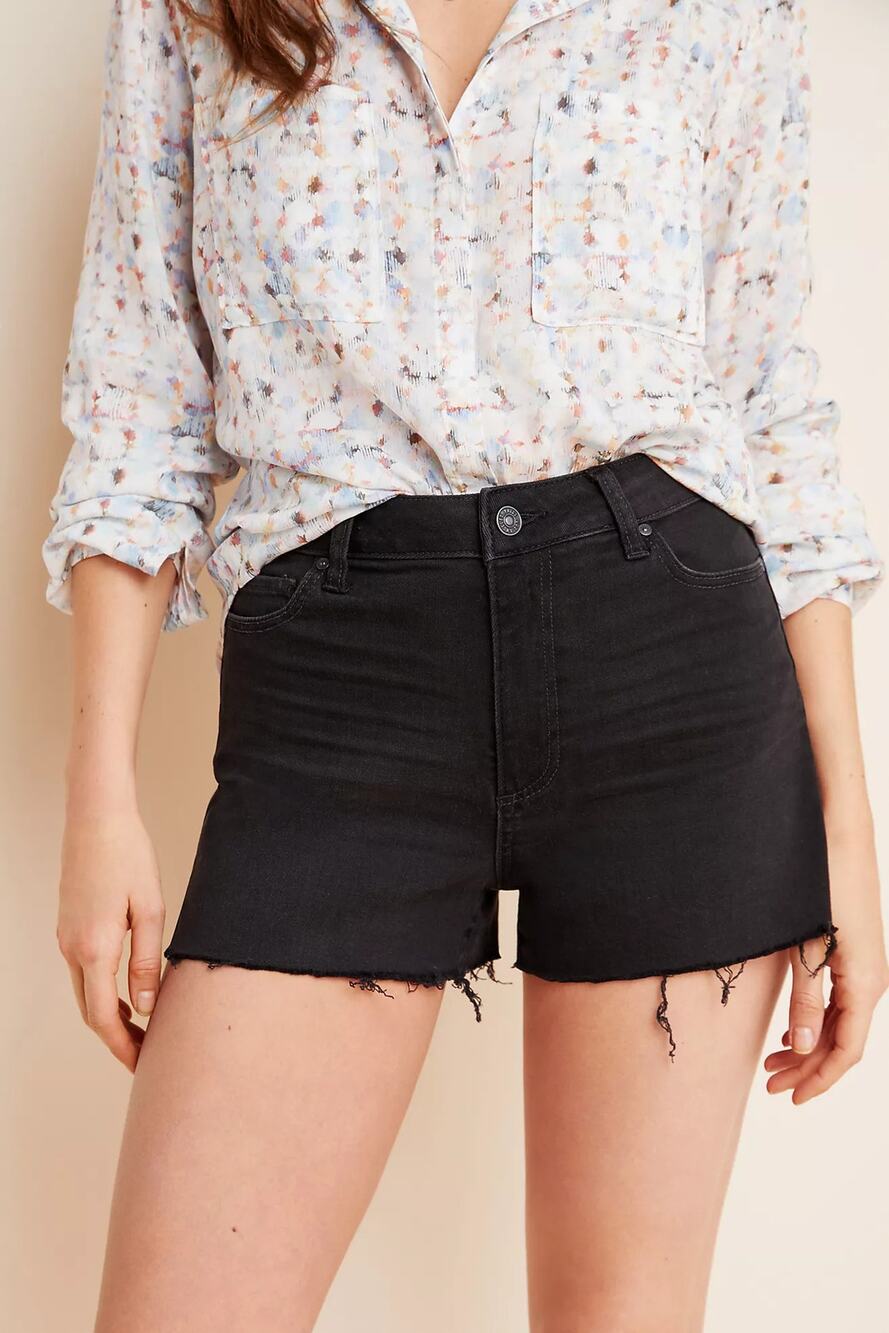 Paige Margot High Waist Cut Off Denim Shorts Faded Night Size 31